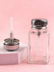 180ML Glass Pump Bottle, Refillable Liquid Solvent, Anti-Static Nail Polish Remover, Gel Cleanser, Flip Cap Design, Anti-Corrosion, Anti-Static