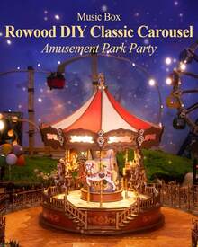 Robotime Rolife Carousel Theme 3D Wooden Music Box - DIY Model Assembly Kit With Music And LED Lights, 265 Pieces, Adult & Teen Home Decor Craft Kit, Christmas Gift - Multicolor - View 12