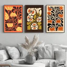 3 piezas Murales de pared de arte floral vintage en lienzo, impresión de alta definición con opción de marco, adecuado para colgar cuadros, impresiones, decoraciones de pasillos y salas, obras de arte, convirtiéndolo en un regalo ideal para amigos en salas de estar, dormitorios, cocinas, cafeterías, bares, decoraciones, dormitorios y decoración del hogar