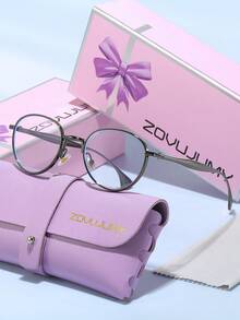 ZOVUJUMY 复古小圆金属眼镜，轻盈复古设计，适合所有脸型，日常佩戴、通勤、约会皆宜，优雅女士配饰，节日送礼佳品 - 無色 - 查看 9