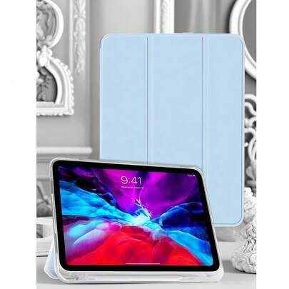 TenYide 三折保护壳 TPU 透明软壳 极简/休闲/畅销 兼容 iPad 9.7/10.2/10.5/10.9/10 代/11 英寸/Air 11 英寸 (M3) 2025/iPad (A16) 11 英寸第 11 代 2025、MatePad 系列、Honor Pad 系列 物理三角支架 非磁性支架