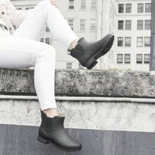 Wasserdichter Chelsea-Stiefelette Für Damen – Fleecegefütterter Regenstiefel Zum Hineinschlüpfen - màu đen - Xem 6