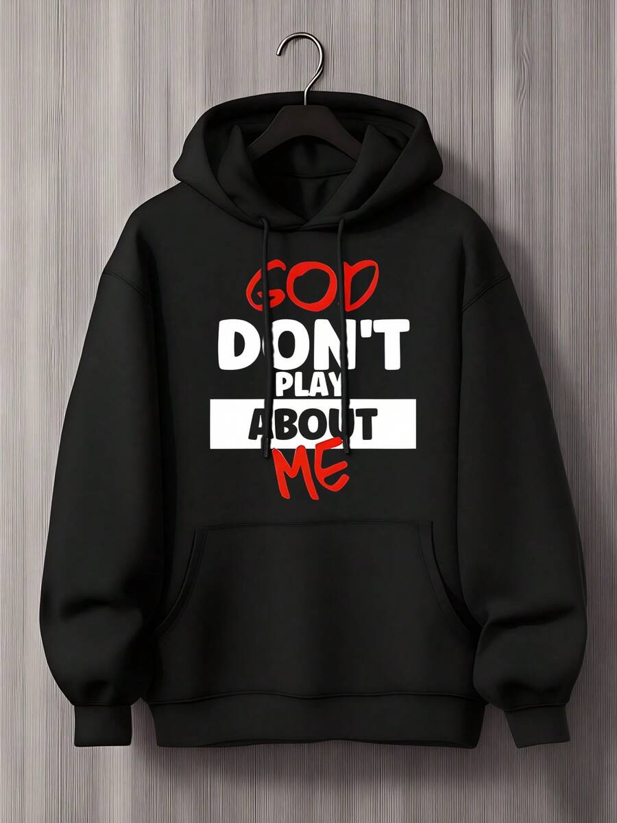 Mens Graphic Hoodies Letter Print Hoodie Unisex Oversized Hoodies Long Sleeve Pocket Pullover, Mens Oversized Hoodies Sweatshirts Fall Fashion 2025 Pullover Sweaters Winter Clothes God Don't Play About Me Men's Hoodies Pullover Casual Sweatshirts With Pockets Loose Fit Long Sleeve Drawstring Design Hoody Sweatshirt Autumn Party, Holiday Sweater, Soft Fabric, Printed Sweater, Casual Wearers Gift For Men Size S-3XL
-Black - Black - View 1
