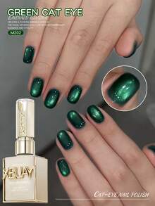 XEIJAYI 1PC 15ml Green Cat Eye Gel Nail Polish, UV LED Curing, Long-Acting Fast Drying Nail Art Gel - Ideal Gift For Women For Winter Local Warehouse - 綠色 - 查看 1