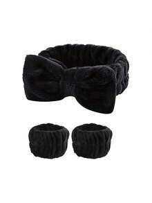 Set de 5 piezas de diadema y muñequera de lujo súper suaves de fibra, diadema para lavado facial, diadema para maquillaje, diadema para cuidado de la piel, diadema de esponja de terciopelo mullido, scrunchie de toalla de rizo suave y absorbente, adecuado para cuidado de la piel, desmaquillaje, baño, para mujeres y niñas