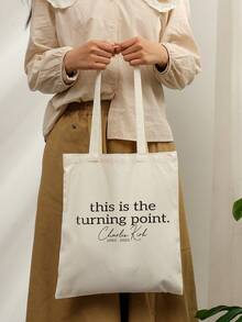 1 Pc His Is The Turning Point   Pattern Tote Bag Shoulder Bag For Travel Daily Commute Women's Shopping Bag, Best Gift For Her,  Folding Shoulder Bag Summer Beach Holiday Bag Travel Gift For Man Woman