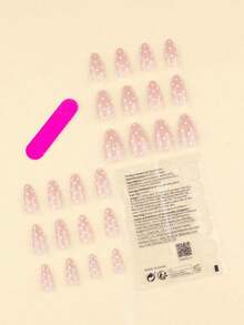 24pcs Nails Press On White Polka Dots False Nails Short Fake Nails Almond Shape Press On Nails Manicure Set Includes 1sheet Adhesive Tabs & 1pc Mini File Perfect For Everyday Wear, Elegant & Fashion Fairy Accessories, Nails Press On, Christmas & New Year Nails, For Holiday, Christmas Decoration Nails - Nhiều màu 2 - Xem 6
