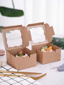 5pcs/10pcs Cookie Boxes, Mini Cake Boxes, Biscuit Boxes, Cinnamon Roll & Candy Boxes, Chocolate & Truffle Boxes, Birthday Party Transparent Gift Boxes, Wedding Party Packaging Boxes, Pastry Packaging Boxes, Cookie Boxes - Multicolor - View 6