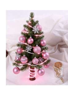 4cm/36pcs Christmas Ball Ornaments, Shiny & Matte Finish, Assorted Colors, Christmas Decorations - Pink - View 2