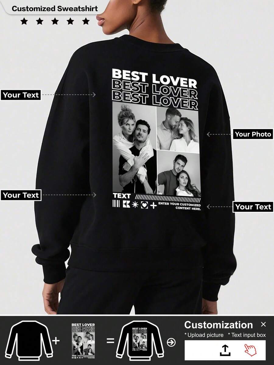 Custom Women's Round Neck Thickened Sweatshirts With Custom Designs Can Be Your Family, Your Pets Or Cartoons, About Anything And Everything.