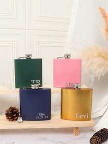 Personalized Matte Black Flask, Groomsman Gift, Best Man Gift, Father's Day Gift, Wedding Party Gift, Boyfriend Gift. Groomsman, Best Man, Usher, Groom Gift, Customized Flask - Multicolor - View 7