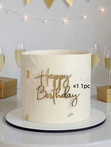 1个/3个/5个装生日快乐PMMA蛋糕装饰插牌，现代字母蛋糕装饰，烘焙装饰，简约字体设计生日蛋糕装饰，DIY蛋糕装饰用品，烘焙装饰，烘焙用品，蛋糕配件，厨房必备，节日礼物 - 金色 - 查看 6