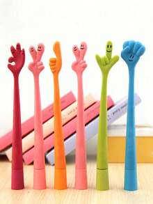 1 szt./5 szt./10 szt./zestaw losowo kolorowych elastycznych artykułów piśmienniczych, urocze, giętkie, kolorowe długopisy z gestami dłoni, artykuły dla studentów