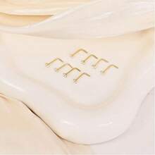 Nhẫn mũi vàng 18k - Khuyên xỏ khuyên bằng thép không gỉ 316L 20g dành cho nam nữ, khuyên mũi tiêu chuẩn hoặc dài đính đá CZ hoặc đá mũi tròn - Nhiều màu - Xem 33