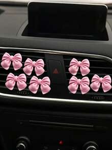 3/4/6pcs Pink Bow Car Interior Cute Car Interior Accessories ,Car Air Conditioning Vent Decorative Clip, Bow Car Air Vent Decorative Clip,Cute Air Freshener Holder For Car AC Vents, Fashionable Car Interior Accessories For Women,Girly Dashboard Decor
