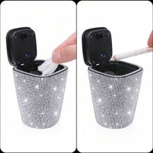 1PC Set Of Shiny Diamond Car Ashtrays, Illuminated Ashtrays With Car Vent Covers, Multi-Color Interchangeable LED Light Ashtrays, Unisex Car Cigarette Holders, Unique Car Interior Storage Compartments, Holiday Gift Ideas