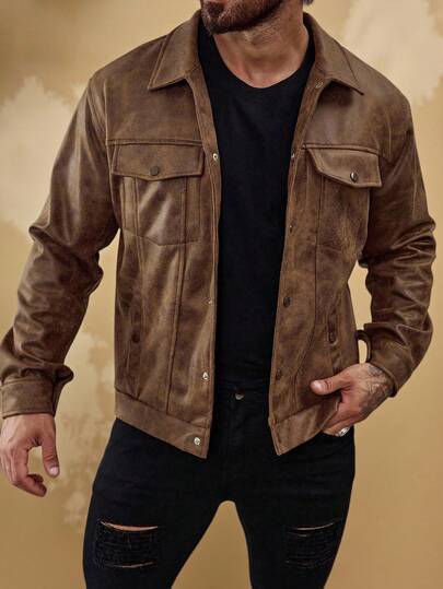 Veste pour homme, en suède synthétique marron, convient pour le casual, les affaires, les déplacements, le port quotidien, cadeau pour petit ami/mari, automne/hiver