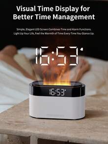 150ml Colorful Flame Humidifier With Smart Clock LED Display, USB Essential Oil Aroma Diffuser With Auto Shut-Off & Timer & Remote Control, Time Display Alarm Clock Setting Air Humidifier Diffuser,Aroma Diffuser For Home,Bedroom