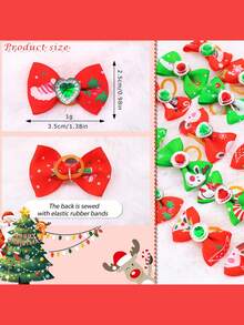 10件经典圣诞红绿宠物头饰，迷你可爱宠物毛发装饰配件，圣诞狗狗配饰，适合长毛猫和小型犬，款式随机 - 彩色 - 查看 2