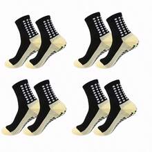 4 Pairs Men's Soccer Socks Anti Slip Non Slip Grip Pads For Football Basketball Sports Grip Socks,