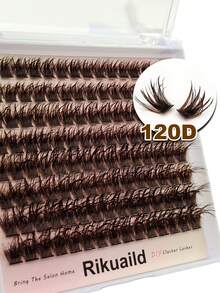Rikuaild 120pcs Brown Wet Look 120D Cluster False Eyelashes, D Curl, Create Dramatic Makeup, Essential For Travel & Everyday Makeup - D - Xem 5