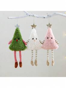 1 buc/2 buc decorațiuni de Crăciun, păpușă de brad de Crăciun și ornament de coroană - brad pufos verde cu picioare dungate, pentru decor acasă, masă, perete și petrecere de Crăciun, cadouri de petrecere, cadouri pentru cupluri