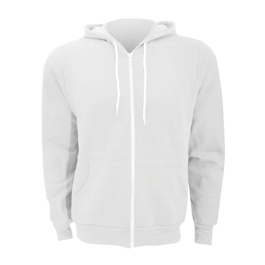Canvas Unixex Zipup Polycotton Fleece Hooded Sweatshirt / Hoodie (White) - White - View 1