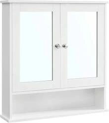 VASAGLE Armario de Baño, Armario de Pared, 15 x 65 x 75, Puerta con Doble Espejo, Estantes de Altura Ajustable, Blanco MLHC012W01 - Blanco - Ver 4