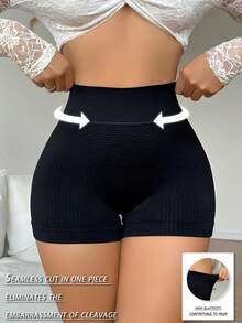 1pc Elegant & Comfortable Seamless Honeycomb Textured Women's Hipster Panty - Black - View 1