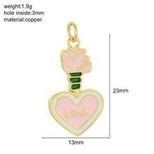 1pc Cute Girly Multi-Color Heart Copper Pendant, Handmade DIY Necklace, Bracelet, Earring Jewelry Charm, Suitable For Daily Wear, Great For Christmas Gift - Multicolor - View 25