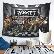 Homies In Classroom Illustration Tapestry - Vibrant Cartoon-Style Classroom Scene Wall Art, Durable Polyester Fabric For Dorm, Bedroom, Party & Team Decor - Graduation & Birthday Gift Idea, Dorm Room Decoration, Playful Design, Easy To Hang, Decorative Art, College Students, Highquality Print, Home Decorators - Màu sắc hình ảnh - Xem 5