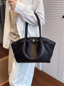 New Solid Color Retro High-End Leather Women's Fashion Shoulder Bag, Crossbody Handbag, Multi-Functional Special Edition, Exquisite And Elegant, Large Capacity, Durable, Lightweight, Versatile For Shopping, Work, Travel, Business, Cosmetic Storage Tote Bag , Office Bag - Multicolor - View 7