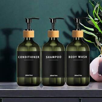3 st/set 500 ml badrumsschampo- och balsamdispenserflaskor