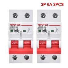 2 pezzi Interruttore automatico solare a 2 poli (2P) con protezione da sovraccarico e cortocircuito, montato su guida DIN, adatto per pannelli solari, sistemi di energia rinnovabile, con varie portate di corrente 6A/16A/20A/32A/40A/50A/63A, design compatto, struttura durevole, per ingegneria elettrica