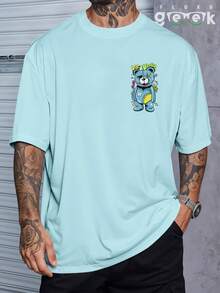 Shirt Oversized Streetwear Printed Angel Bear T-Shirt REF 7017 FLUXOGEEK - 淺藍色 - 查看 1