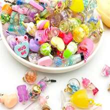 30/50/80/100pcs/Pack Random Mixed Color Realistic Cute Resin Food DIY Pendant, For DIY Earrings, Bracelets, Jewelry Making Accessories - Multicolor - View 3
