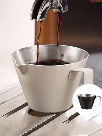 1pc Premium 304 Stainless Steel Espresso Cup With Scale,Small Milk Ang, Portable Thickened Coffee Extraction Measuring Mug, Durable Handle Attached Concentrated Coffee Pot - Italian Espresso & Milk Pitcher, Food-, No Electricity Needed