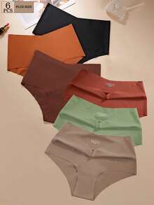 Aofeiqike 6pcs High Waist Plus Size Women's Sexy Seamless Breathable Briefs, Comfortable Cooling Sensation Seamless Panties, Suitable For Pregnant Women, Sexy Pastoral Sweet Casual Style - Multicolor - View 12