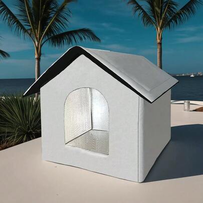 1pc Waterproof Oxford Cloth Cat Bed, Outdoor Cat House, Winter Warm Dog Bed, Foldable And Portable, Washable Aluminum Foil Pet House, Insulated Material For All Seasons, Waterproof And Insulated Pet Shelter, Outdoor Cat Cabin With Support Legs, Foldable Design For Winter Warmth, Suitable For Stray Animals, All-Weather Use