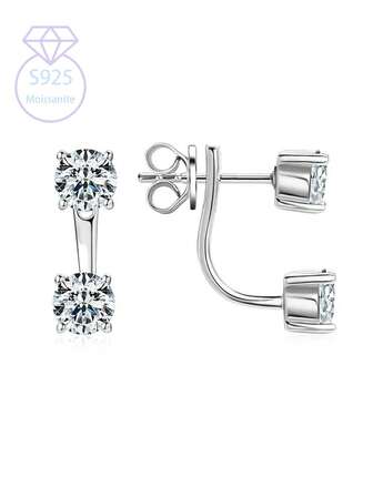 KAHOOT 925 Silver Moissanite Fashionable Personalized Special Niche Casual Daily High Quality Men's And Women's Earrings, Suitable For Daily And Wedding Parties Banquet Party Daily Matching Clothes And Mother's Day Father's Day Christmas Thanksgiving Back To School Season Birthday Anniversary Coming Of Age Gift