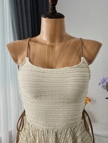 Bellisia Conjunto de vestido e shorts femininos com amarração lateral em tecido jacquard para férias de primavera, 2 peças, traje de resort para férias de verão na praia