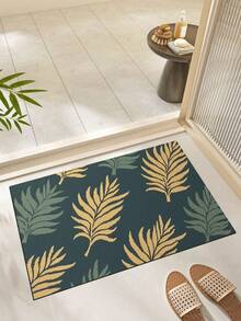 1pc Nordic Style Palm Leaf Entrance Mat, Non-Slip Absorbent Foyer Rug, Square Carpet For Indoor Entryway, Doormat, Bathroom, Laundry Room, Shower, Sink, Party, WashableChristmas Decor