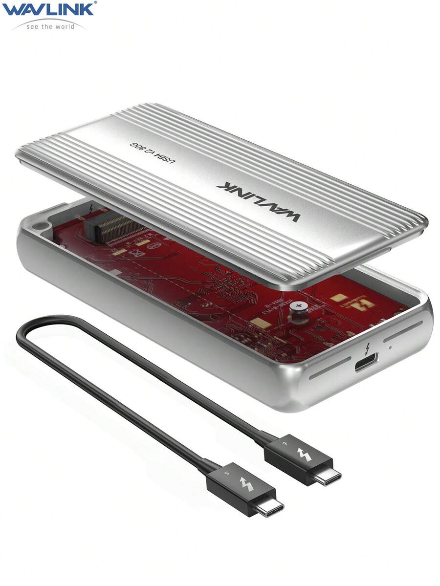 USB4 V2 PCle Gen4 NVMe Hard Drive Case,Powered By JHL9480 Chip,With A Read Speed Of 6000+MB/S And A Write Speed Of 5000+MB/S,Built-In Heat Sink,Plug And Play Compatible With Thunderbolt 4/5 And USB4 V2 Interfaces,Suitable For M4/M3/M2 Apple Computers