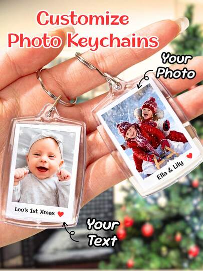 1 Stück/3 Stück/5 Stück personalisierter Foto-Schlüsselanhänger - personalisierter Acryl-Bild-Schlüsselring, personalisierter Acryl-Paar-Schlüsselanhänger, personalisierter Schlüsselring mit Namen & Foto, einzigartiges Geschenk für ihn/sie, Geburtstag, Weihnachten, Valentinstag, süßes, robustes Paar-Accessoire, süßer Kawaii-Stil Accessoire