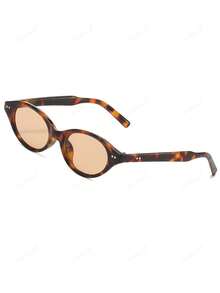 复古椭圆猫眼时尚眼镜女男小镜框 90 年代 Y2K 窄猫眼别致铆钉设计师时尚眼镜 - 彩色 - 查看 9