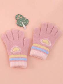 زوج/زوجان من قفازات محبوكة دافئة للأطفال، قفازات مخططة بنقشة القلب مع تشطيب مخمل، قفازات شتوية دافئة للبنات لحماية من البرد، مناسبة للارتداء اليومي، هدية مثالية لعيد الميلاد - متعدد الألوان - مشاهدة 14