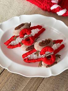 1pc Adult Versatile Accessory Elegant Girl 3D Fabric Plush Shark Claw Hair Clip, Suitable For Christmas, Holiday Parties, And Everyday Use Winter Hair Clutch Elegant Claw Clips