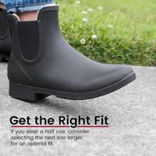 Wasserdichter Chelsea-Stiefelette Für Damen – Fleecegefütterter Regenstiefel Zum Hineinschlüpfen - màu đen - Xem 4