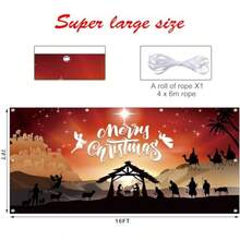 DChristmas Nativity Garage Door Banner Cover 7x16ft Extra Large Fabric Nativity Scene Christmas Backdrop Photo Booth Background For Xmas Holiday Winter New Year Eve Party Decorations Supplies10