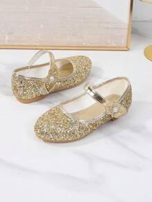 1 Pair Fashion Versatile Pink Girl Pearl Cute Flat Shoes, Round Toe, Suitable For Daily Wear, Dancing, Outdoor, Decorated With Sequins, Closed Toe Princess Shoes, Spring And Autumn